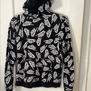 Nike Black and White Patterned Hoodie